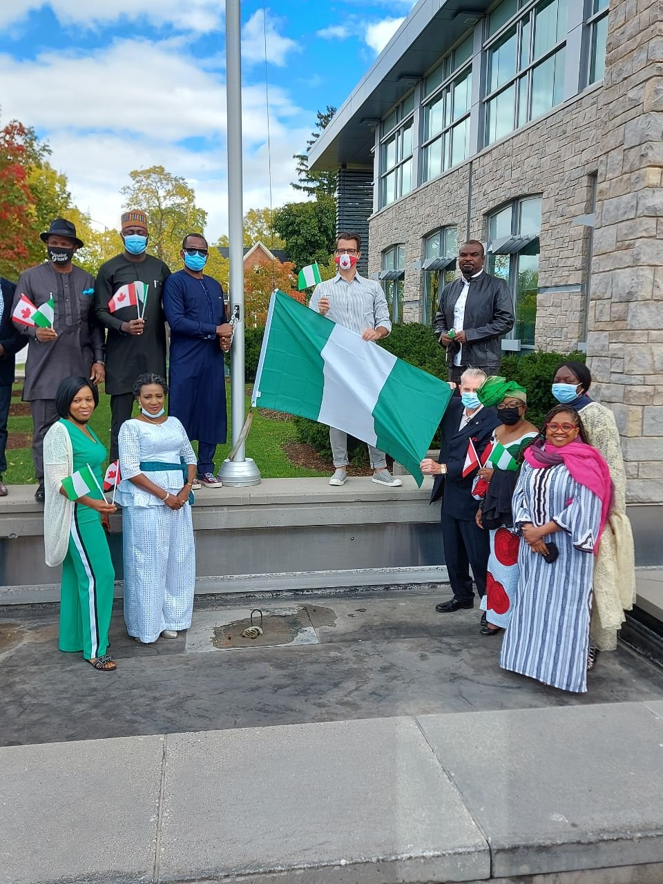 ANCIM community members with the Nigerian flag in Milton